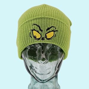 Grinch Hat Beanie Green Cuffed Knit Embroidered Christmas Bioworld Gift